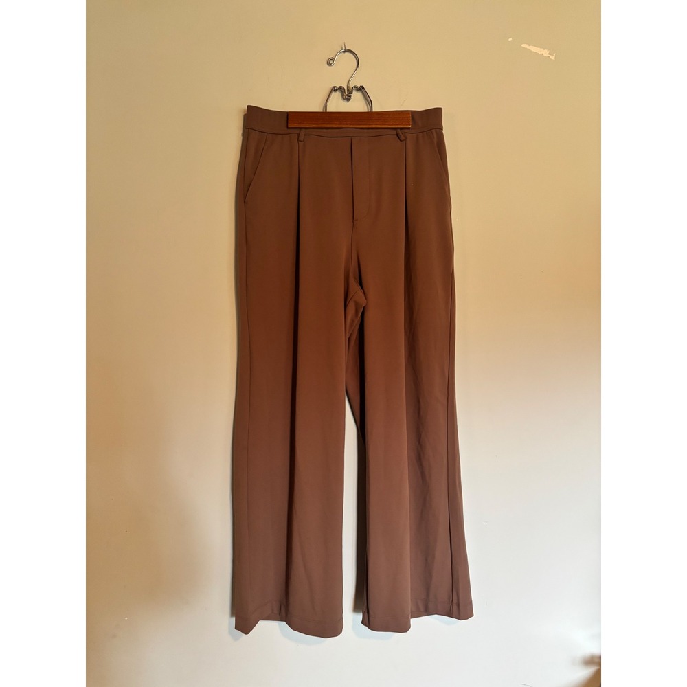 Halara Brown Wide Leg Pleated Pants High Waist Stretch Petite M